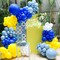 Royal Blue and Yellow Balloon Arch Kit, 129pcs Dark Blue White and Metallic Blue Gold Latex Balloons